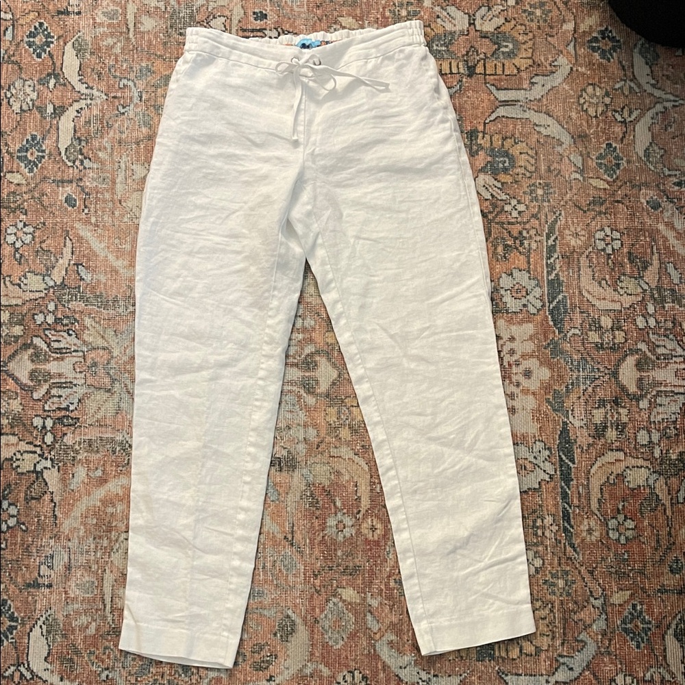 J. McLaughlin 100% Linen Drawstring PullOn Pants Elastic Waist Resort Coastal XS